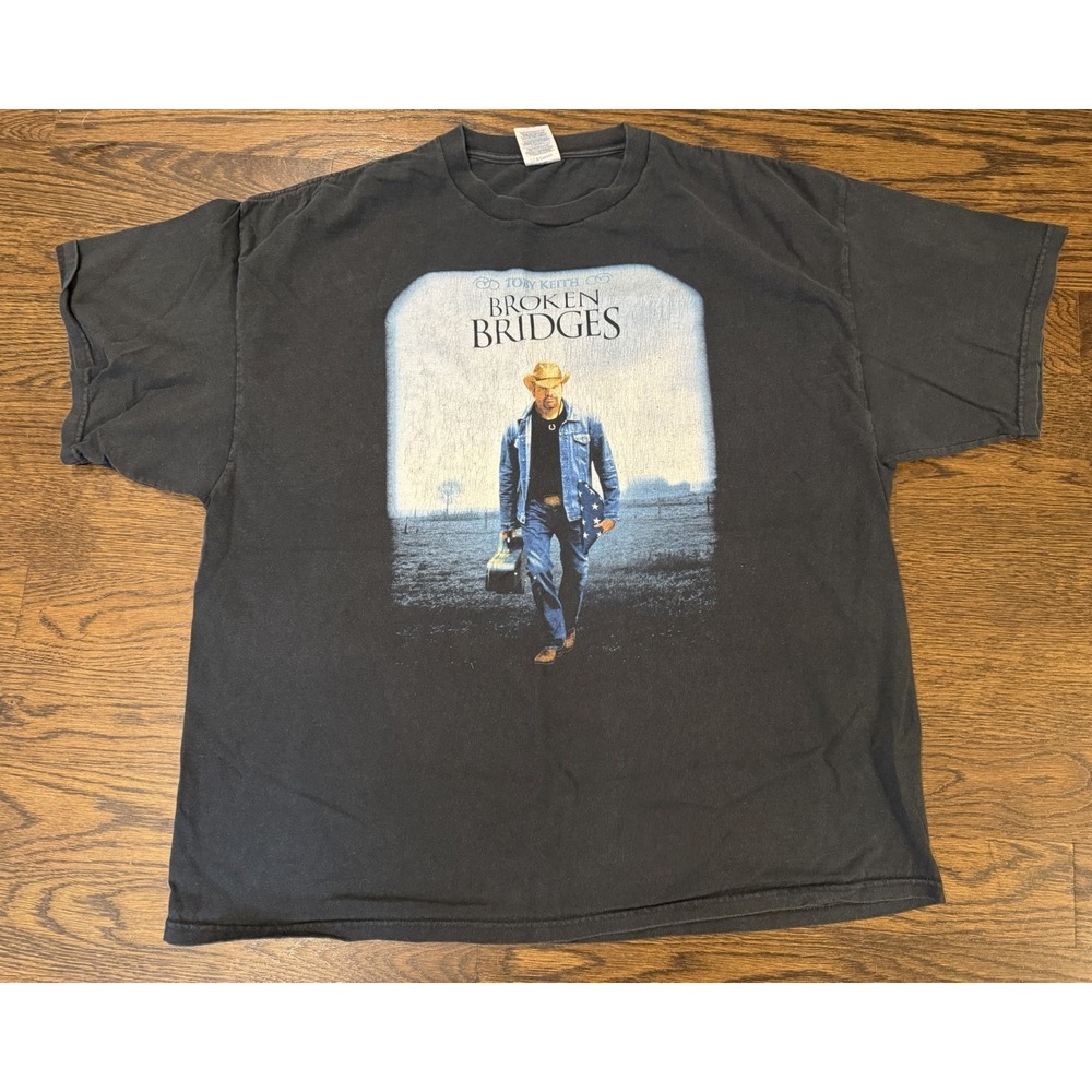 Toby Keith Broken Bridges T-shirt Men's 2XL XXL Double Sided Graphic Vintage